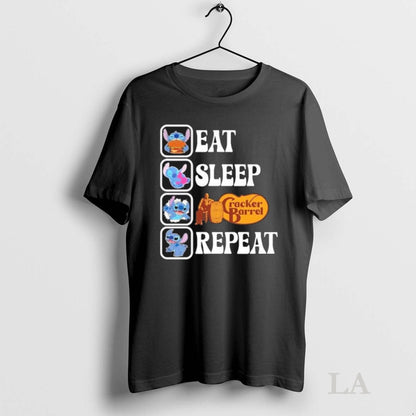 Original Stitch Eat Sleep Cracker Barrel Rfepeat Tee Authentic