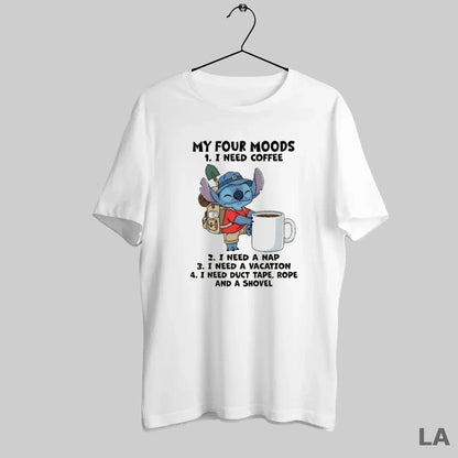 Original Stitch My Four Moods 1 I Need Coffee 2 I Need Nap Tee Unique