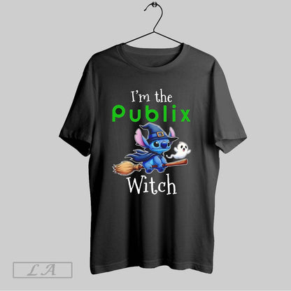 Original Stitch Riding Broomstick Im Publix Witch Halloween Tee