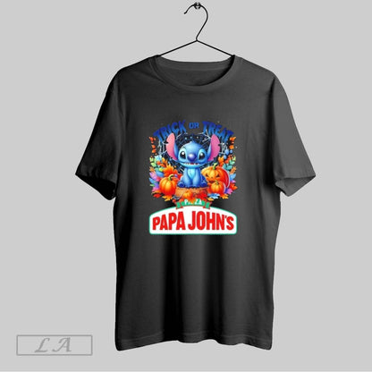 Original Stitch X Papa Johns Pizza Trick Or Treat Halloween Tee Retro