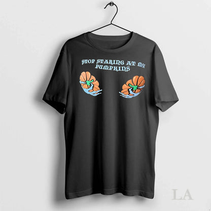 Original Stop Staring My Pumpkins Boobs Sweatshirt Trendy Style