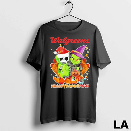Original Grinch And Santa Jack Walgreens Logo Hallothanksmas Tee