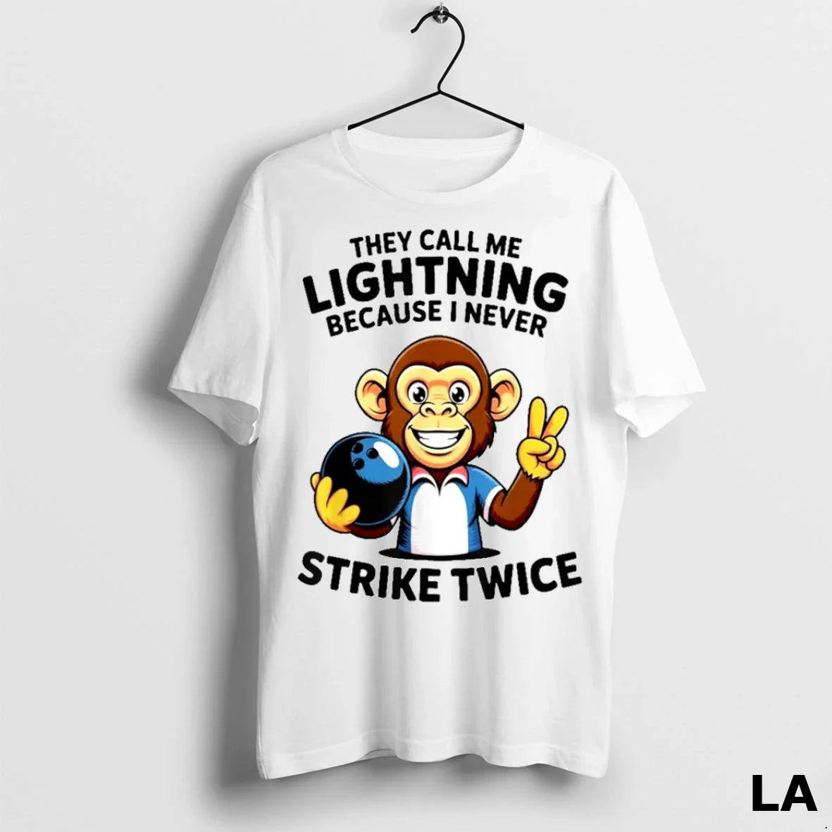 Original They Call Me Lightning Never Strike Twice Bowling Monkey