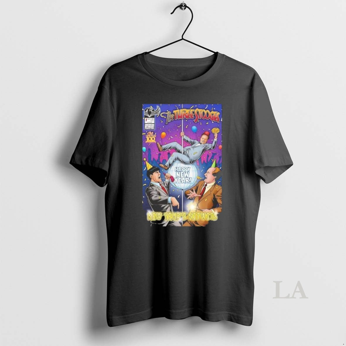 Original Three Stooges New Years Nitwits Tee Retro Art