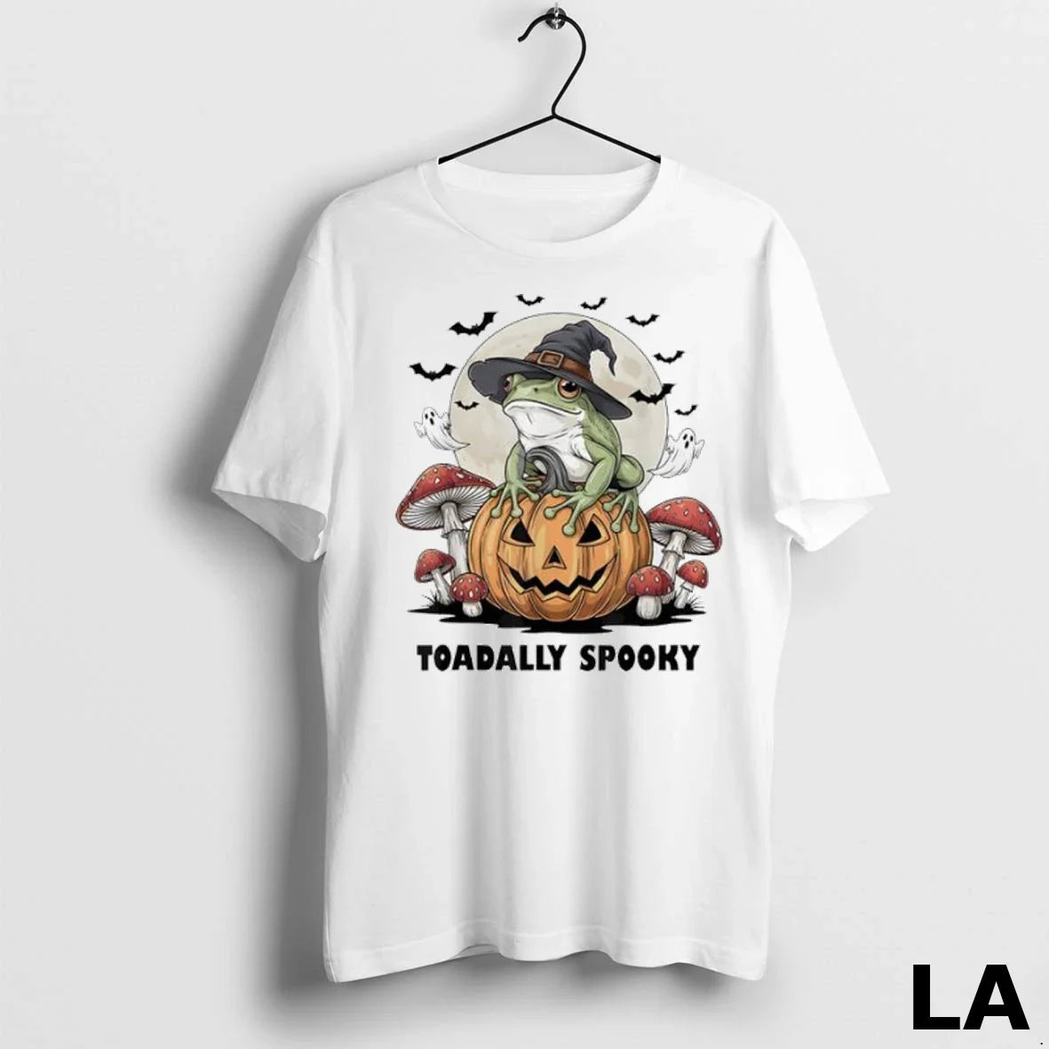 Original Toadally Spooky Halloween Frog Pumpkin Bats Ladies Tee