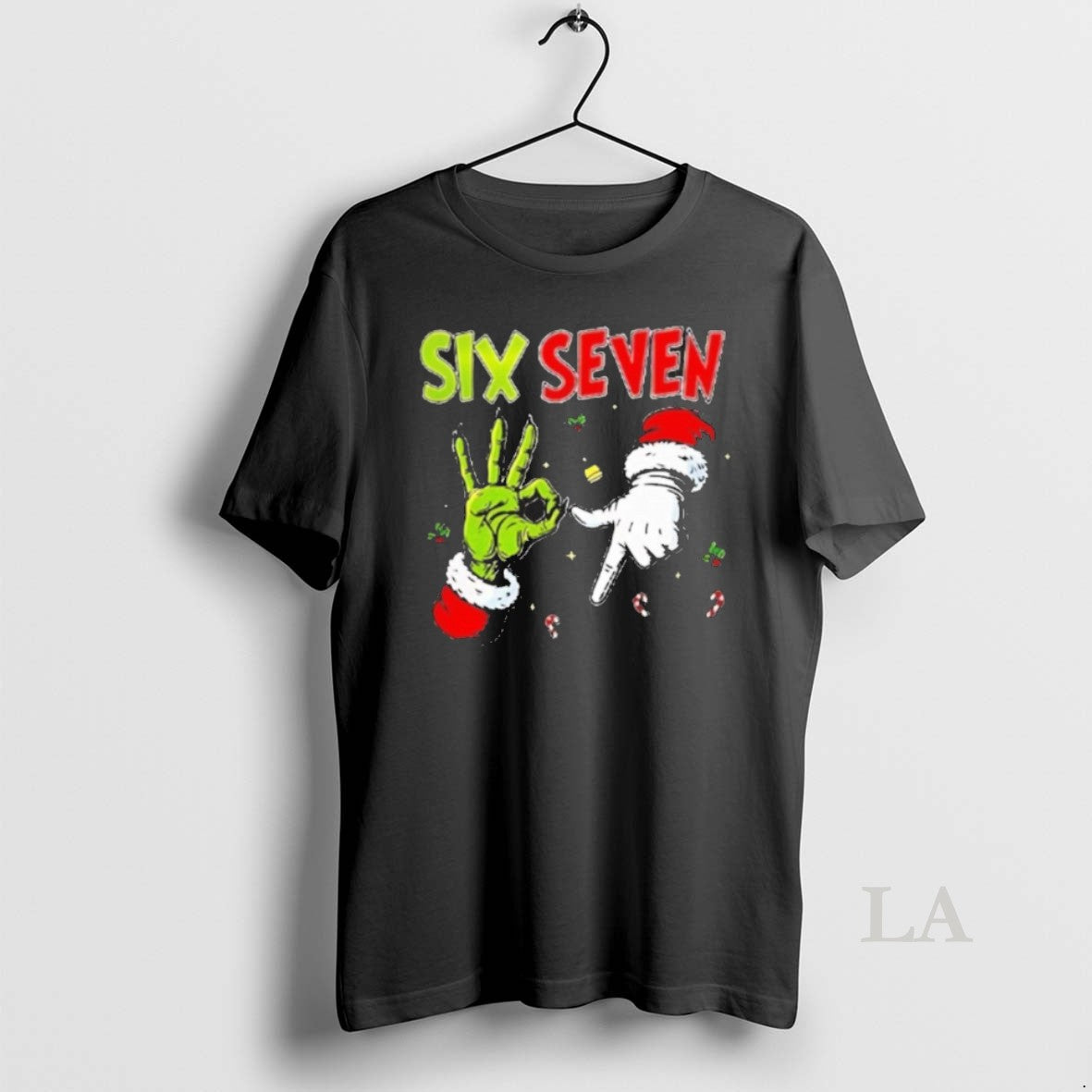 Original Grinch And Santa Hands Six Seven TShirt Designer Gift
