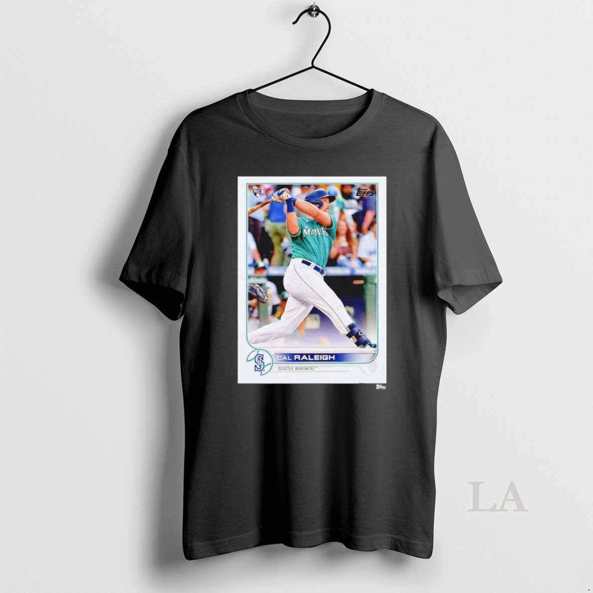 Original Topps Baseball 2022 Cal Raleigh Seattle Mariners Card TShirt