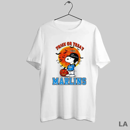 Original Trick Or Treat Miami Marlins Snoopy Halloween Tee Vintage