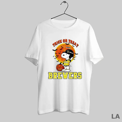 Original Trick Or Treat Milwaukee Brewers Snoopy Halloween Long