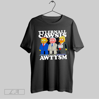 Original Tylernall Cawsis Awtysm Warning Do Not Hug Caricature Tee
