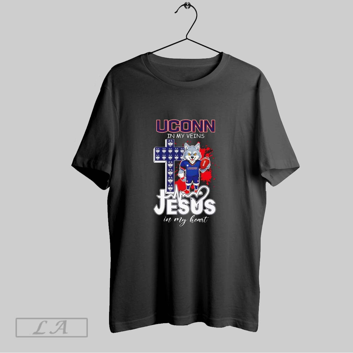 Original Uconn Huskies My Veins And Jesus My Heart Christian Football