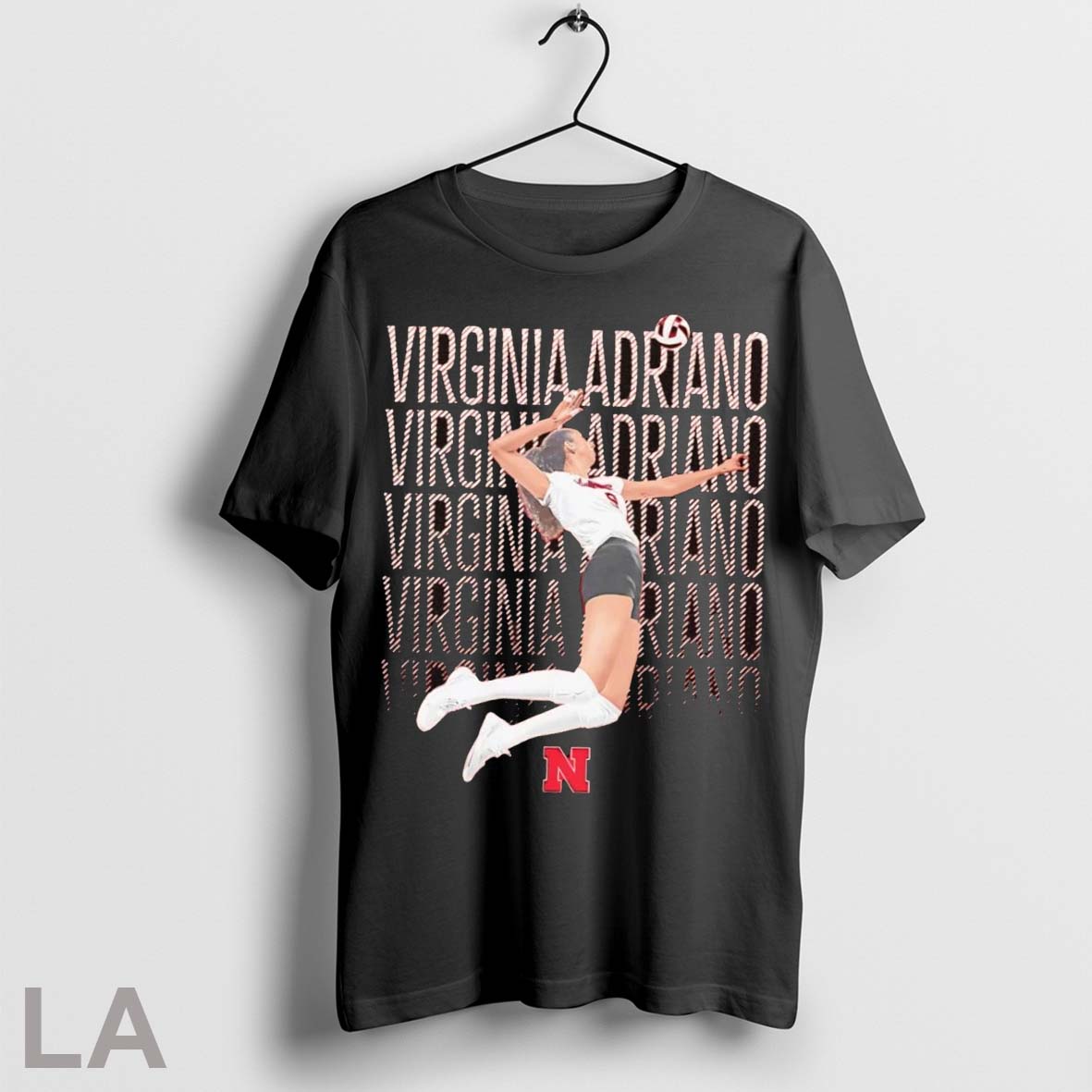 Original Virginia Adriano Jump Illustrated Nebraska Volleyball Tee