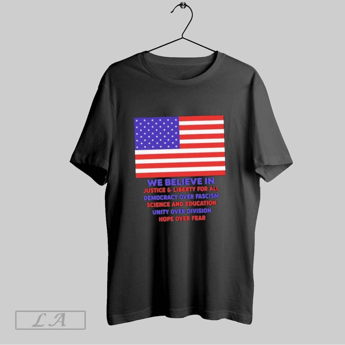 Original We Believe Justice And Liberty All Democracy Over Fascism Us