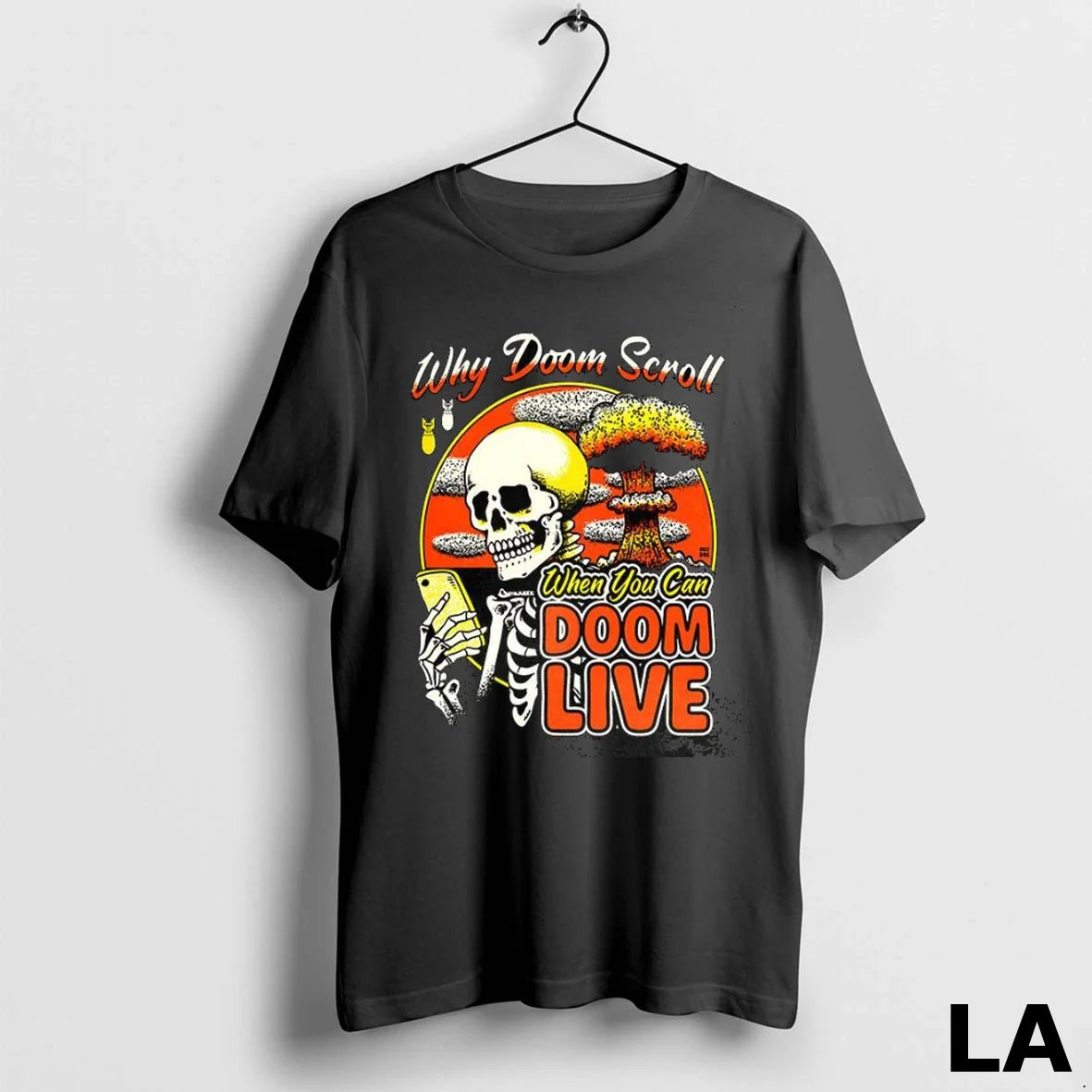 Original Why Doom Scroll When You Can Doom Live Skeleton Hoodie