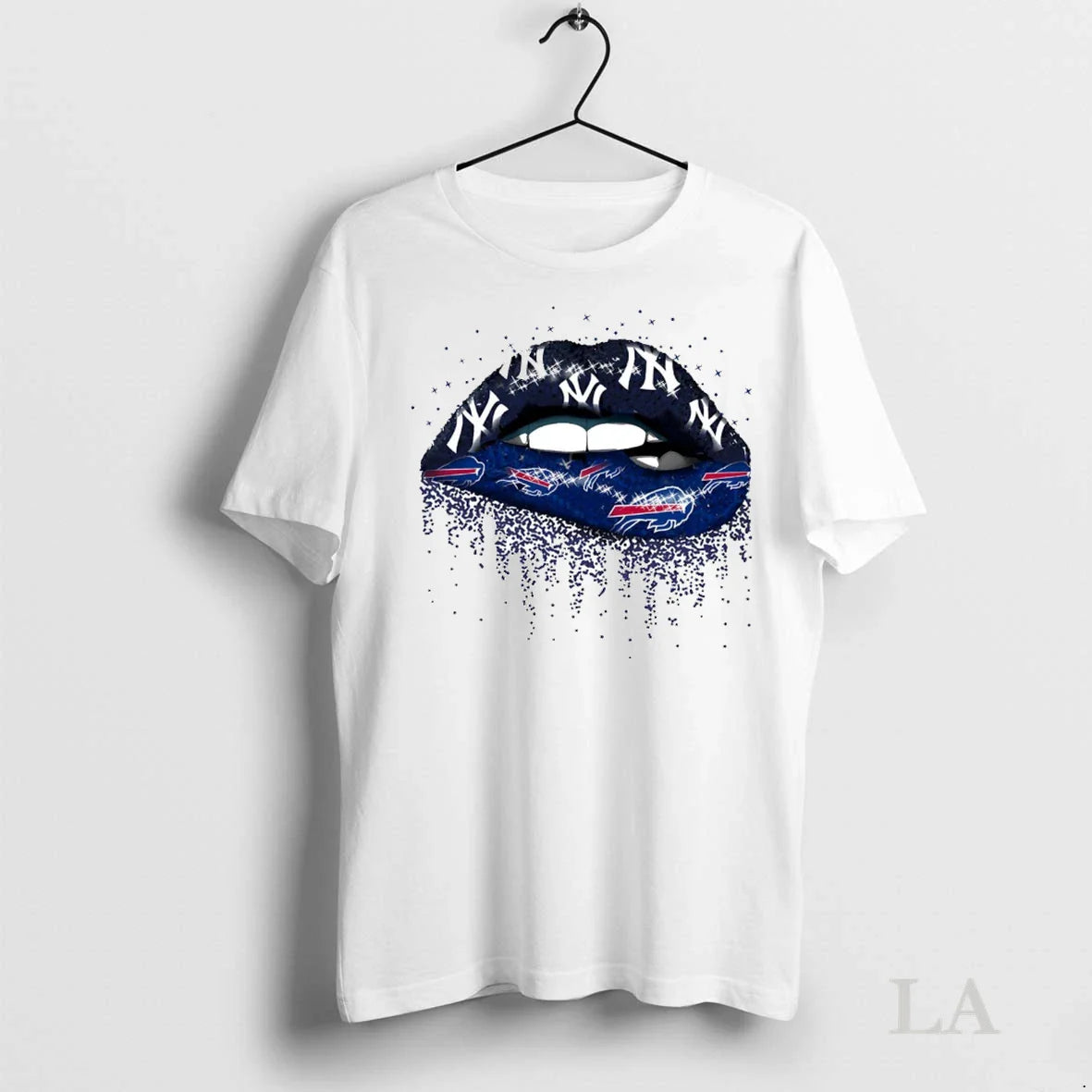Original Yankees And Bills Lips Falling Hearts Long Sleeve Vintage