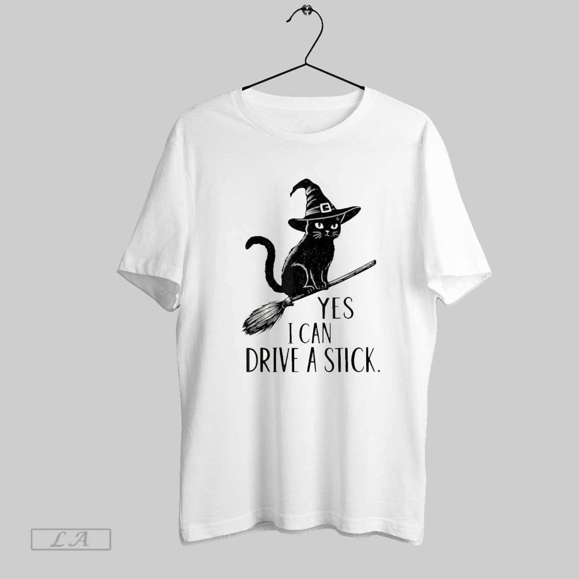 Original Yes I Can Drive Stick Halloween Cat Witch Spooky Shirt