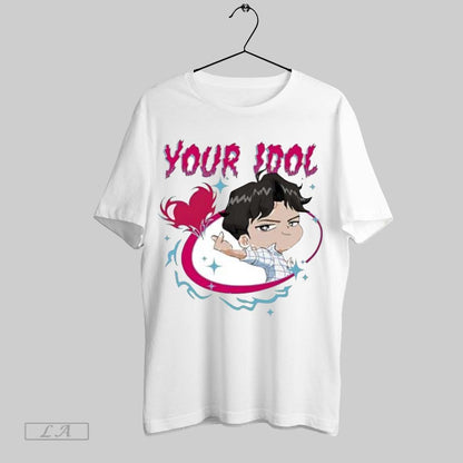 Original Your Idol Chibi Anime Cartoon Pointing Finger Heart Tee