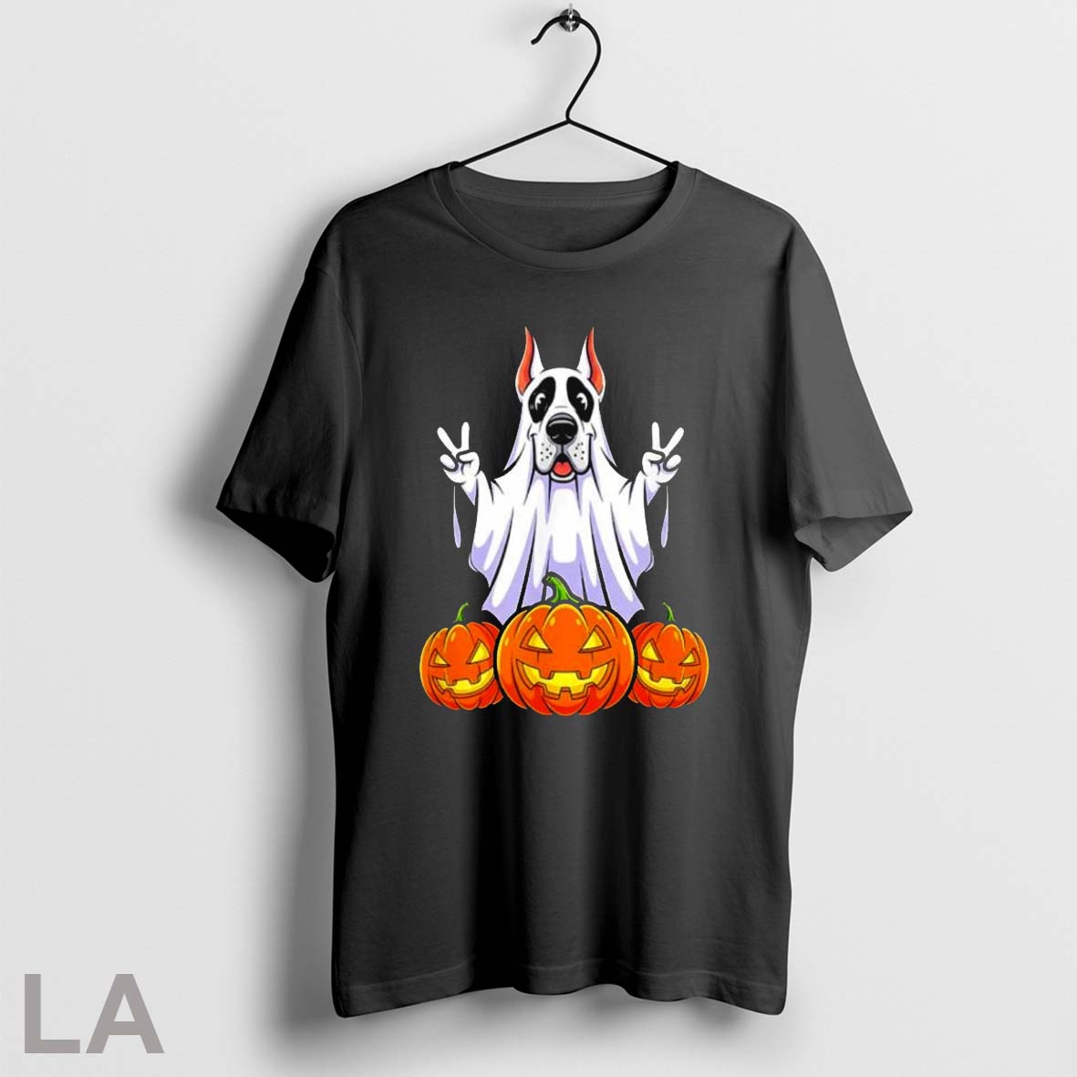 Original Dog Ghost Pumpkin Halloween Ladies Tee Designer Art