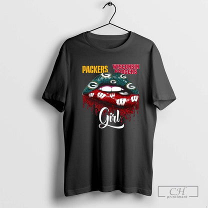 Packers And Wisconsin Badgers Lip Logo Tee Elegant Merch