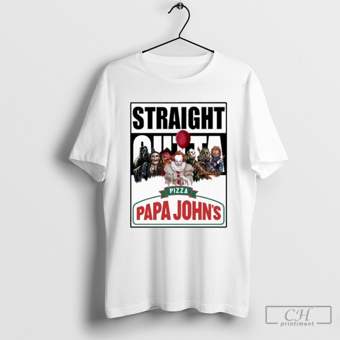 Papa Johns Pizza Logo Straight Outta Horror Film Halloween Shirt