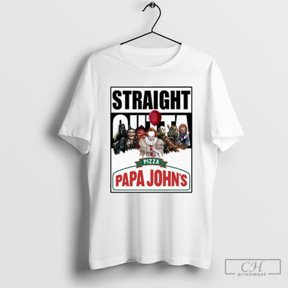Papa Johns Pizza Logo Straight Outta Horror Film Halloween Shirt