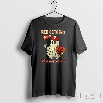 Philadelphia Phillies Ghost Red October Halloween Tee Stylish Apparel