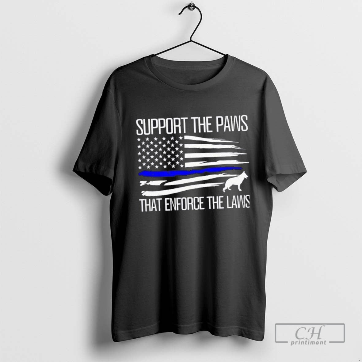 Police Dog Support Paws That Enforce Laws Us Flag Long Sleeve Vintage