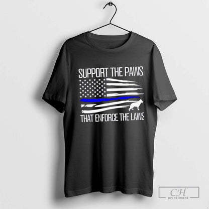 Police Dog Support Paws That Enforce Laws Us Flag Long Sleeve Vintage