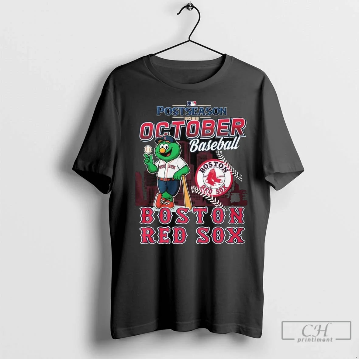 Postseason 2025 October Baseball Mascot Boston Red Sox Skyline Long