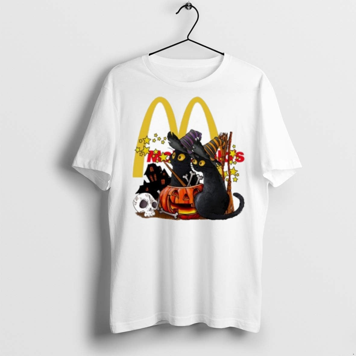 Premium 2025 Mcdonalds Logo Cats Witch Halloween T Shirts Shirt Retro