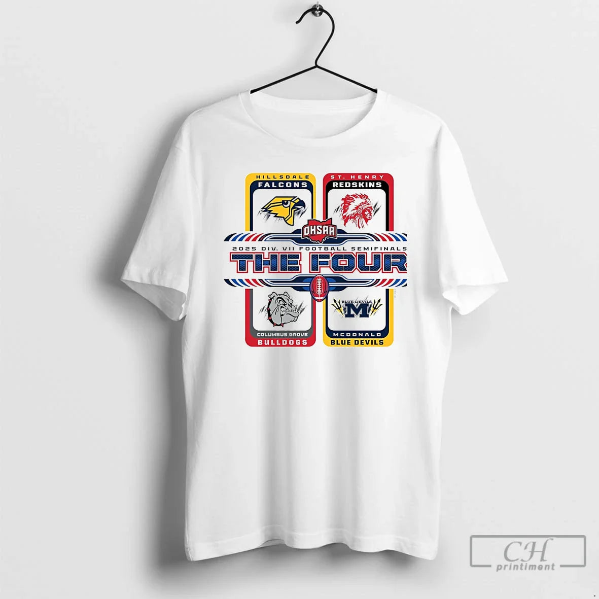 Premium 2025 Ohsaa Football D7 Four Teams Hoodie Retro Art