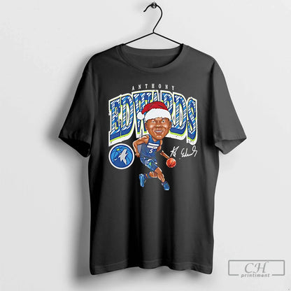 Premium Anthony Edwards Santa Cartoon Minnesota Timberwolves