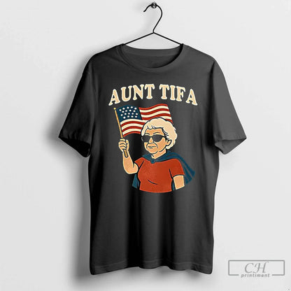Premium Aunt Tifa Usa Flag T Shirts Hoodie Trendy Gift