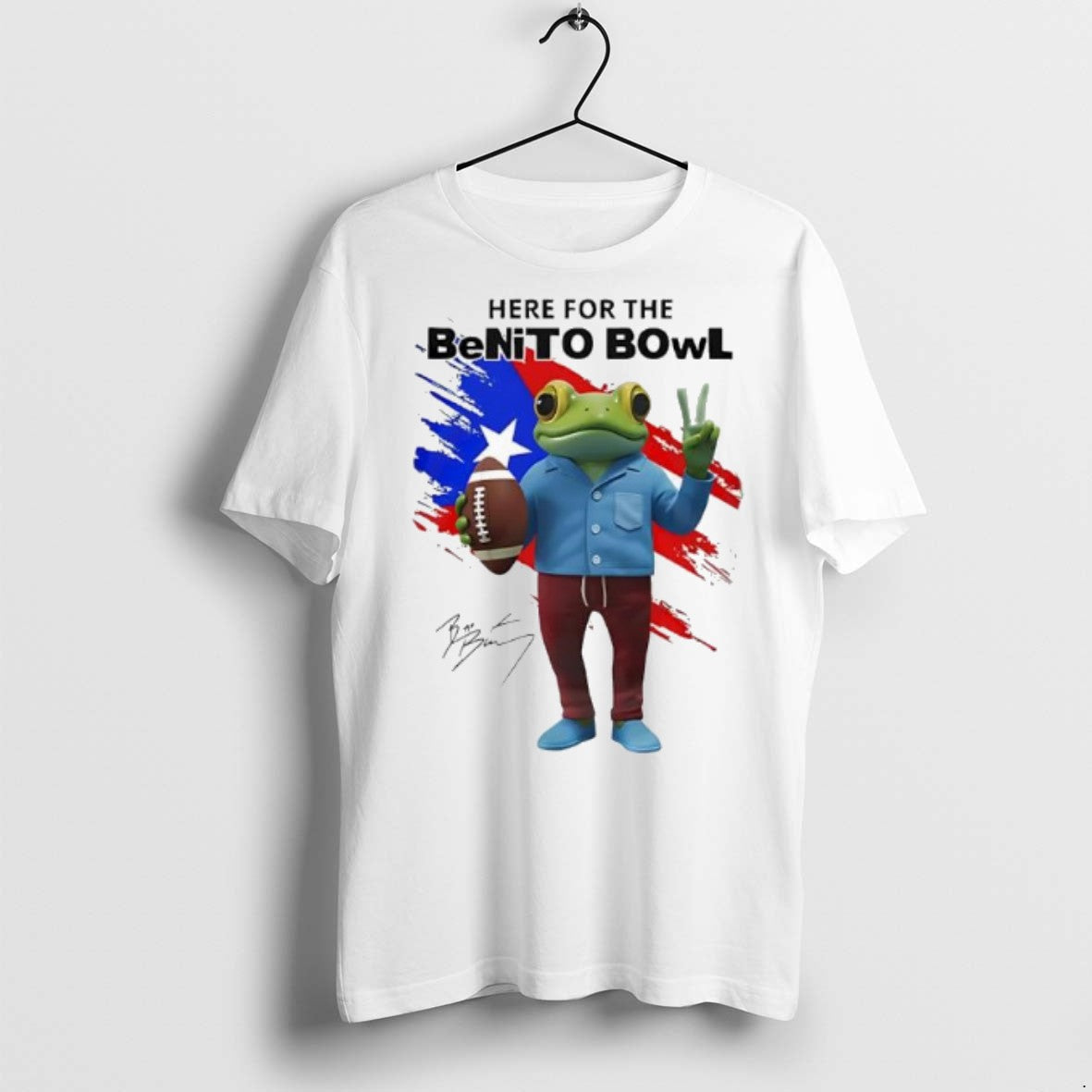 Premium Bad Bunny Here Benito Bowl Super Bowl Signature T Shirts Tee