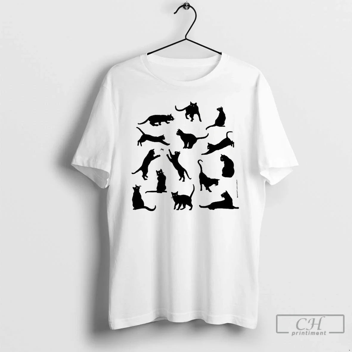 Premium Black Cat Silhouettes T Shirts Tee Authentic Gift