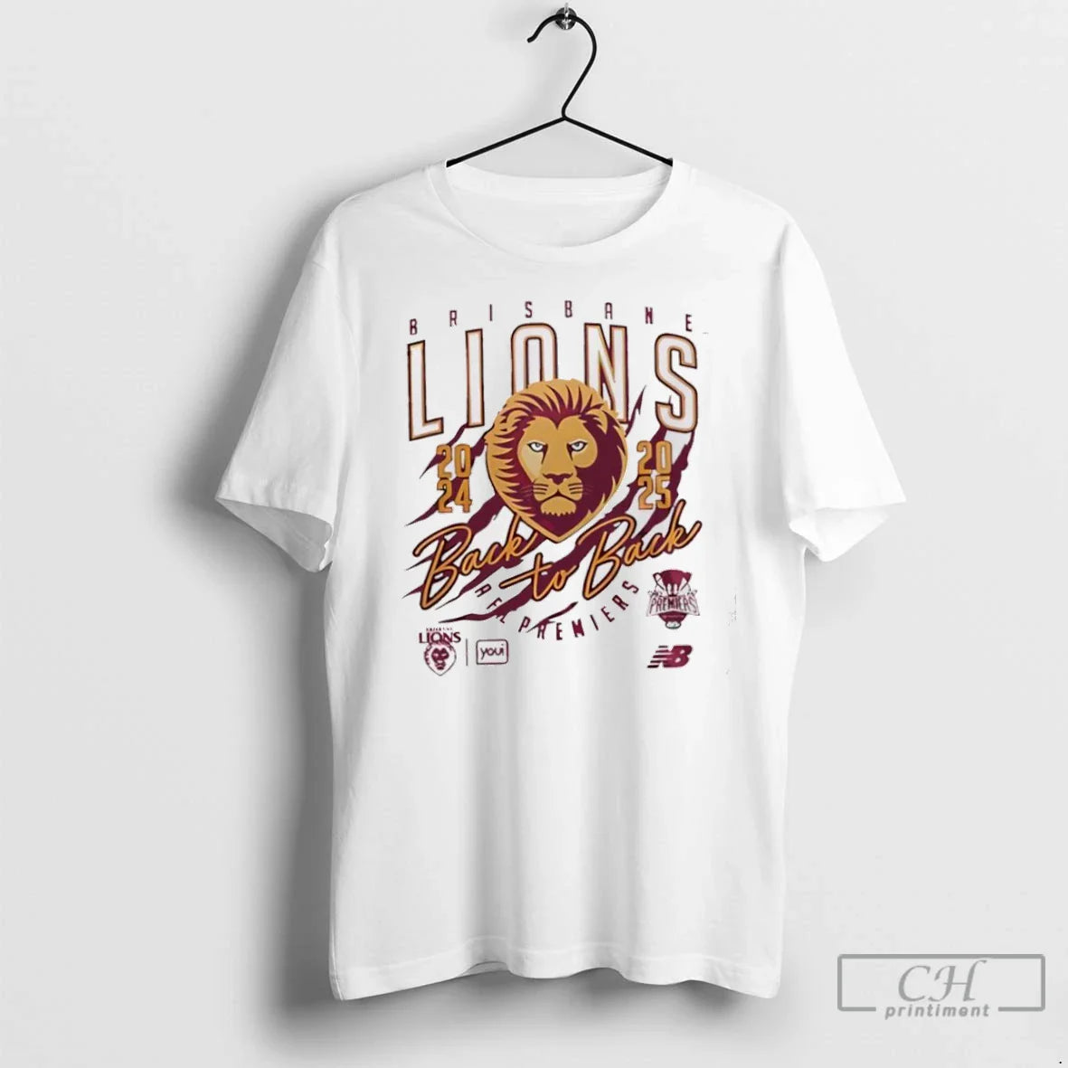 Premium Brisbane Lions Afl 2025 Back To Back Premiers Tee Modern