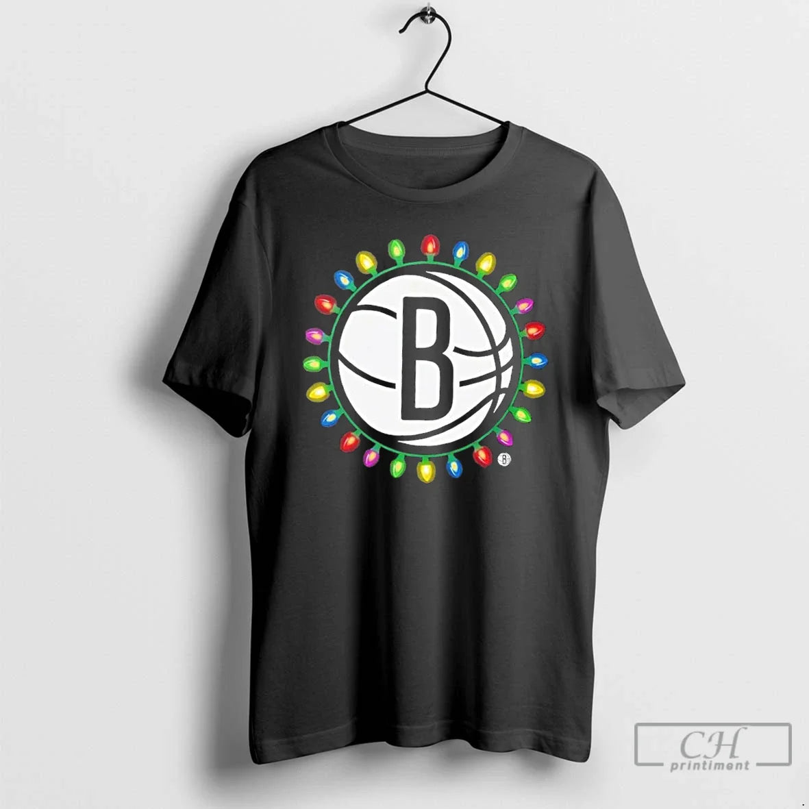 Premium Brooklyn Nets Logo Holiday Lights Long Sleeve Retro Art