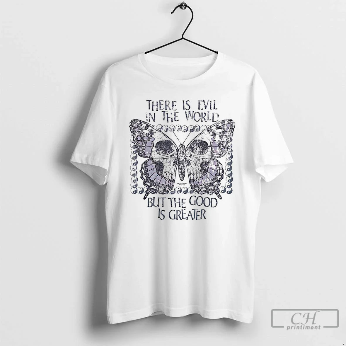 Premium Butterfly Skull There Is Evil World But Good Is Greater