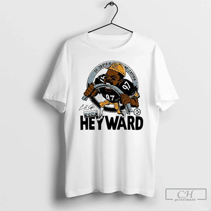 Premium Captain Cam Heyward Pittsburgh Steelers Signature Caricature