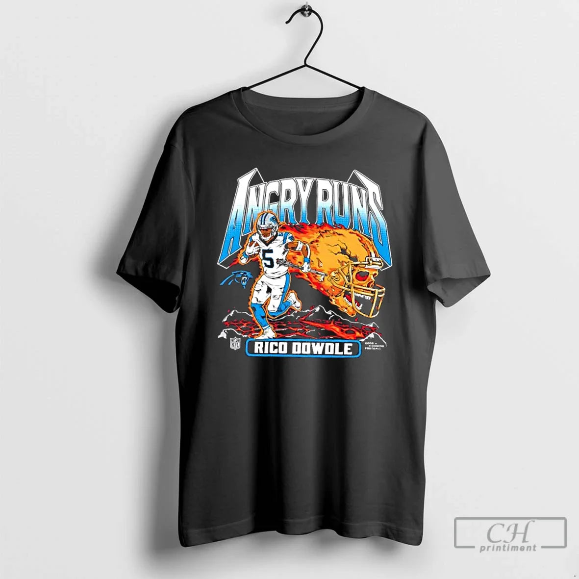 Premium Carolina Panthers Rico Dowdle Angry Runs Player T Shirts Tee