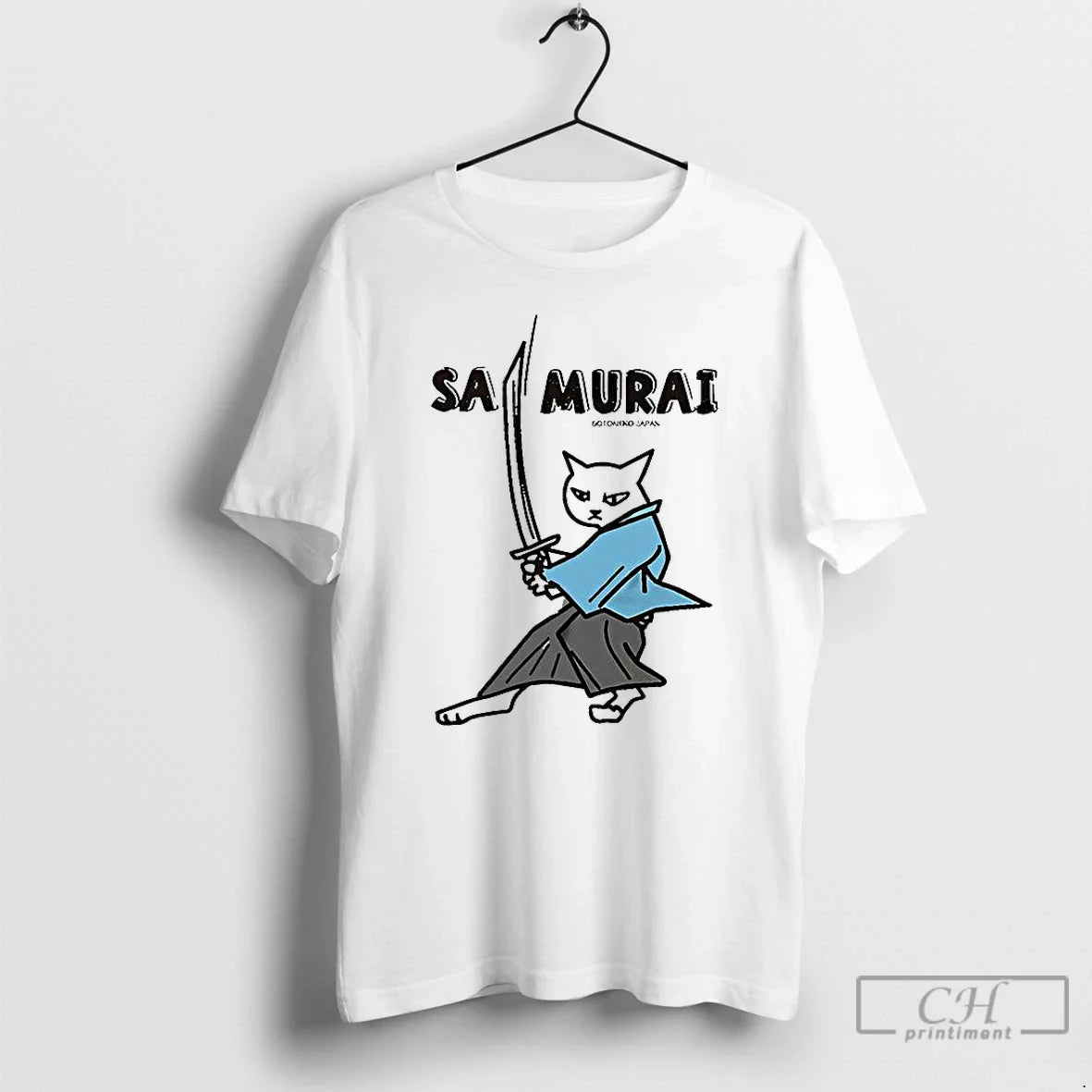 Premium Cat Samurai Botoneko Japan Tee Retro Design