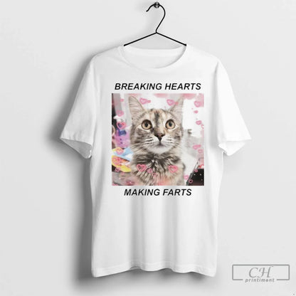 Premium Cat Breaking Hearts Making Farts Ladies Hoodie Modern