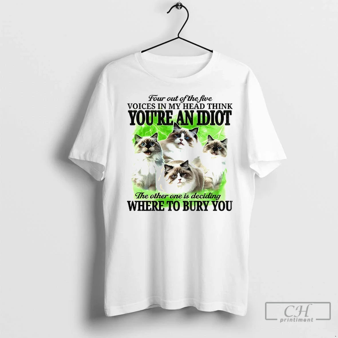 Premium Cat Four Out Five Voices My Head Think Youre Idiot Shirt