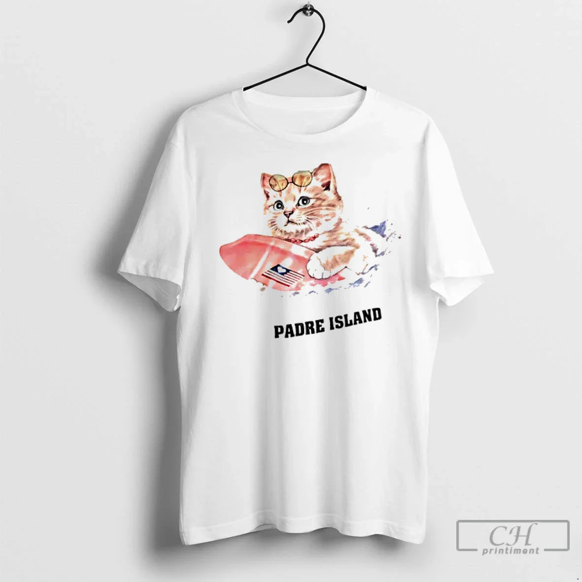 Premium Cat Surfing Padre Island Long Sleeve Designer Look