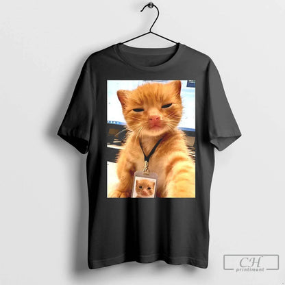 Premium Cat Orange Cat Id Badge Shirt Trendy Style