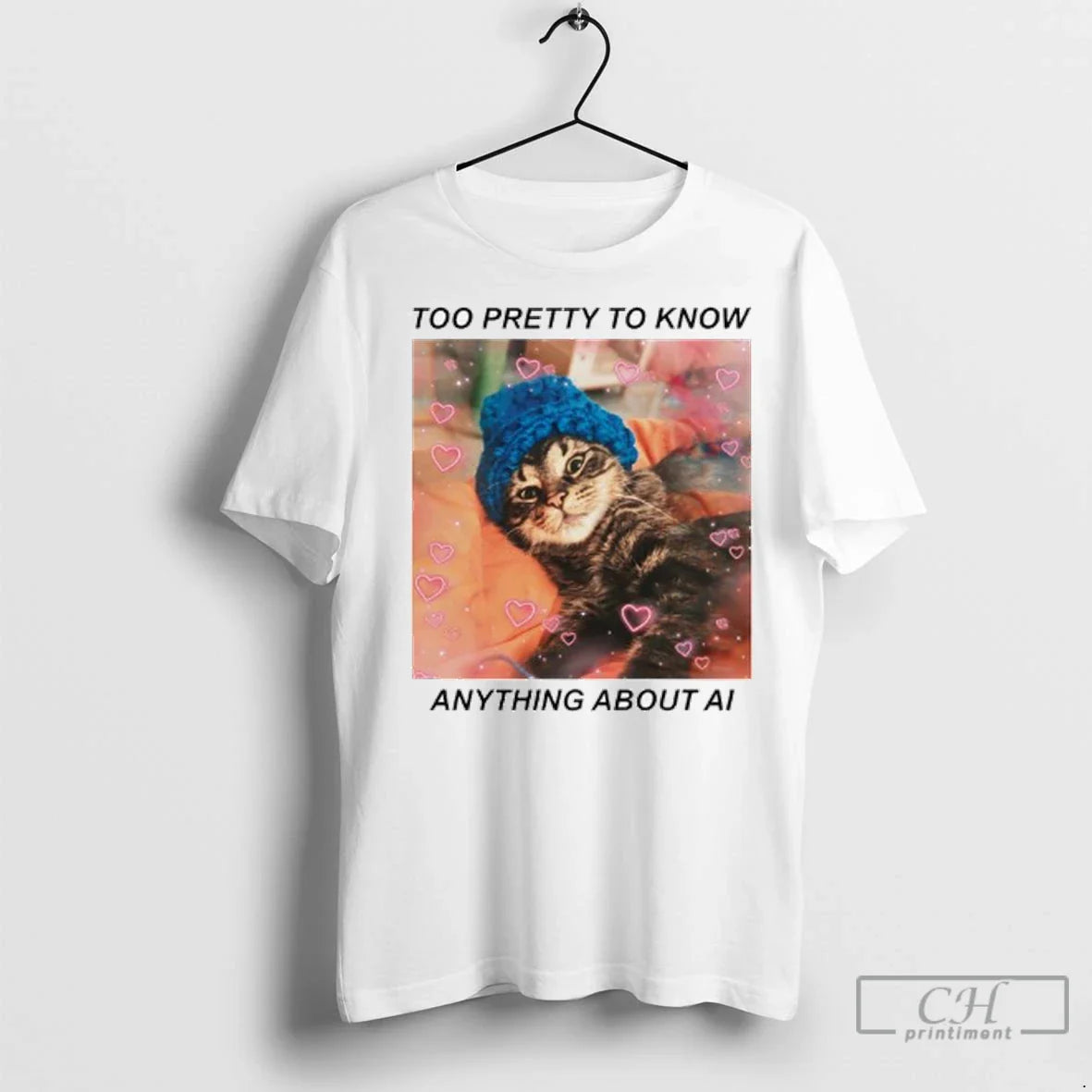 Premium Cat Too Pretty To Know Anything About Ai Ladies Shirt Premium