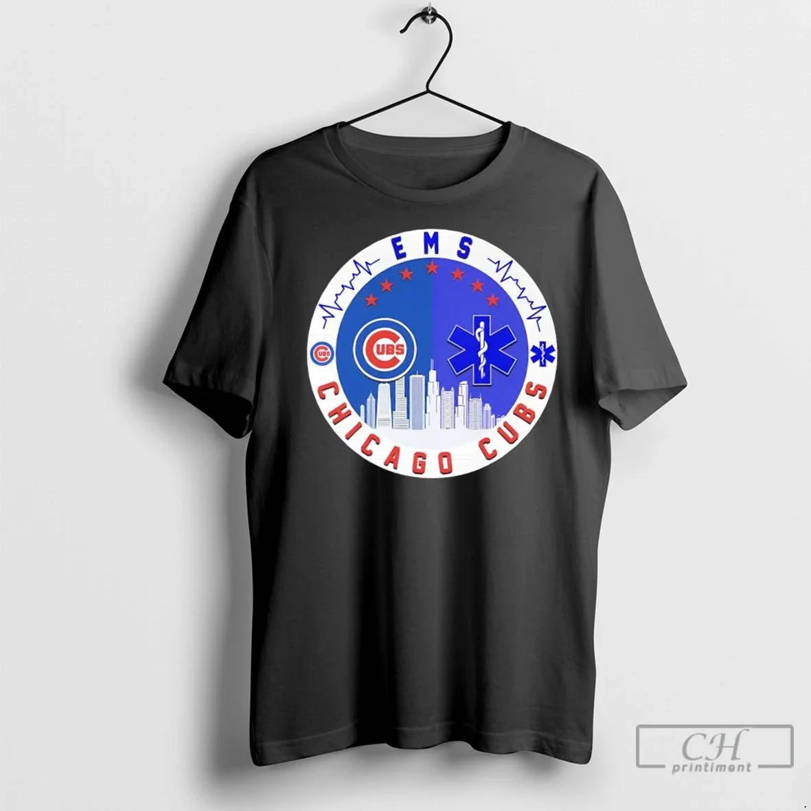 Premium Chicago Cubs Baseball Heartbeat Ems Skyline Shirt Retro Look