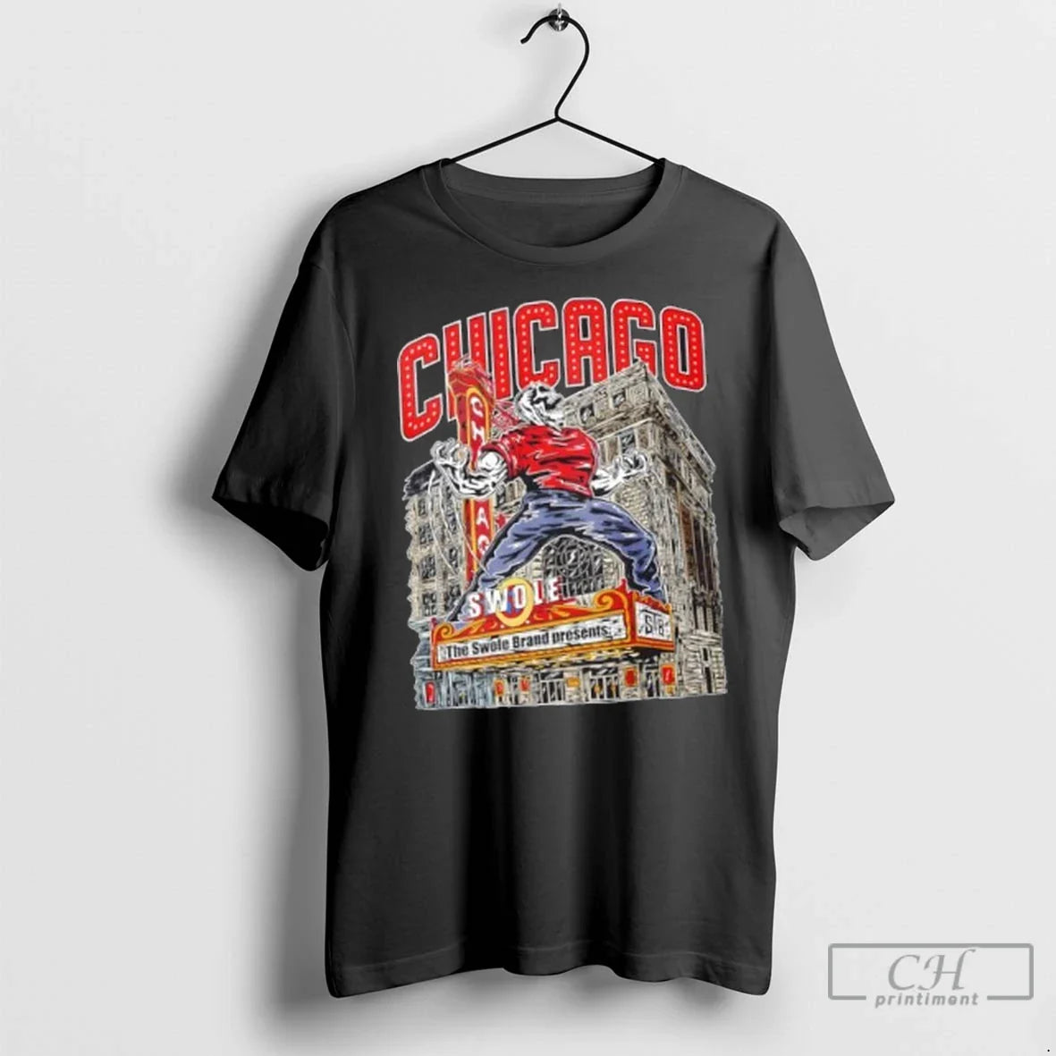 Premium Chicago Theatre Monster Swolenation Halloween Skeleton Hoodie