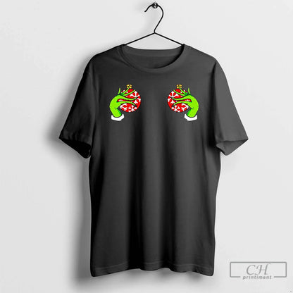 Premium Boobie Grinch Hand TShirt Trendy Merch