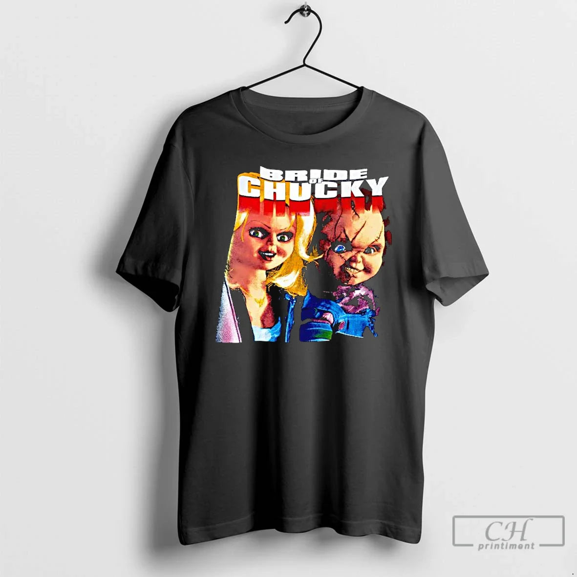 Premium Chucky And Tiffany Valentine Bride Chucky Film T Shirts Long